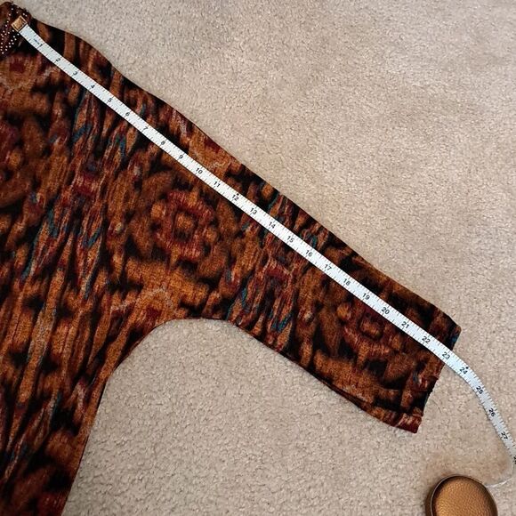 Rafaella Women’s Top Large Multi Fall Colors Copper beads at Collar & Bib V-Neck - Picture 9 of 12